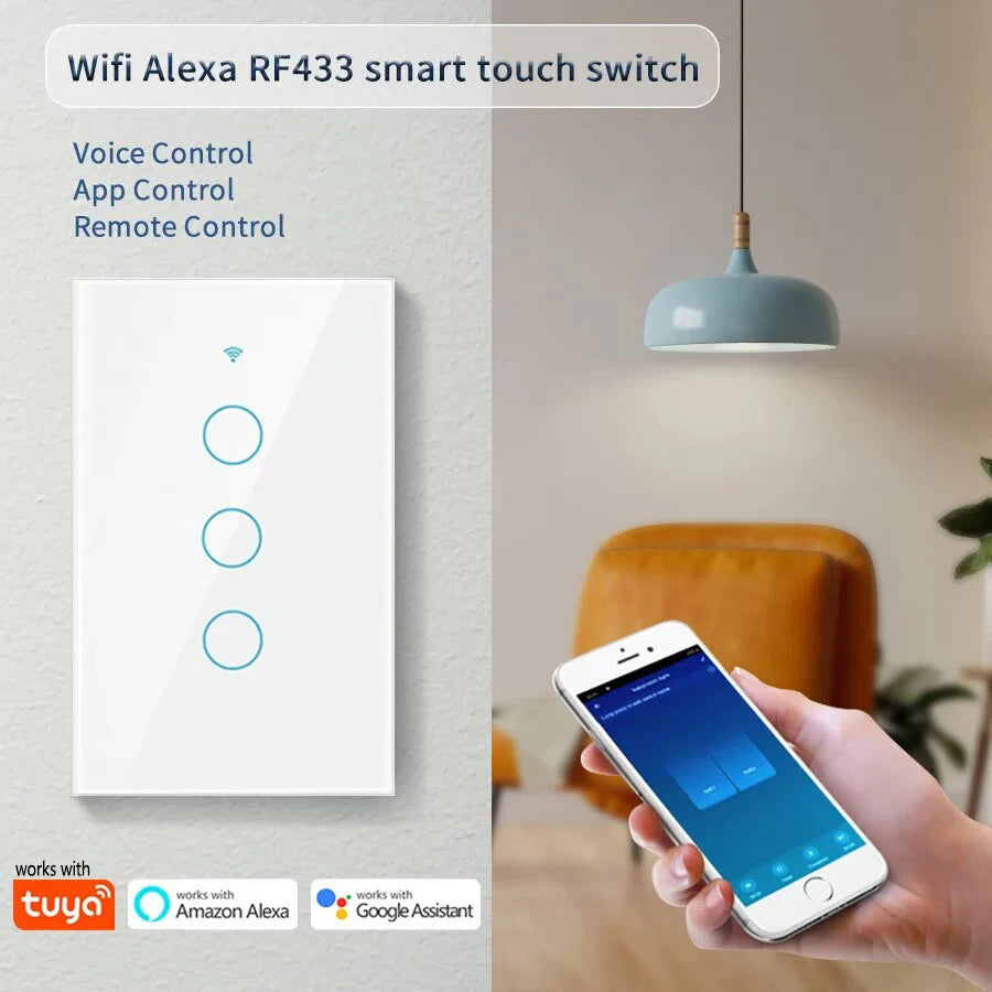 Interruptor inteligente táctil Wi-Fi Tuya para luces