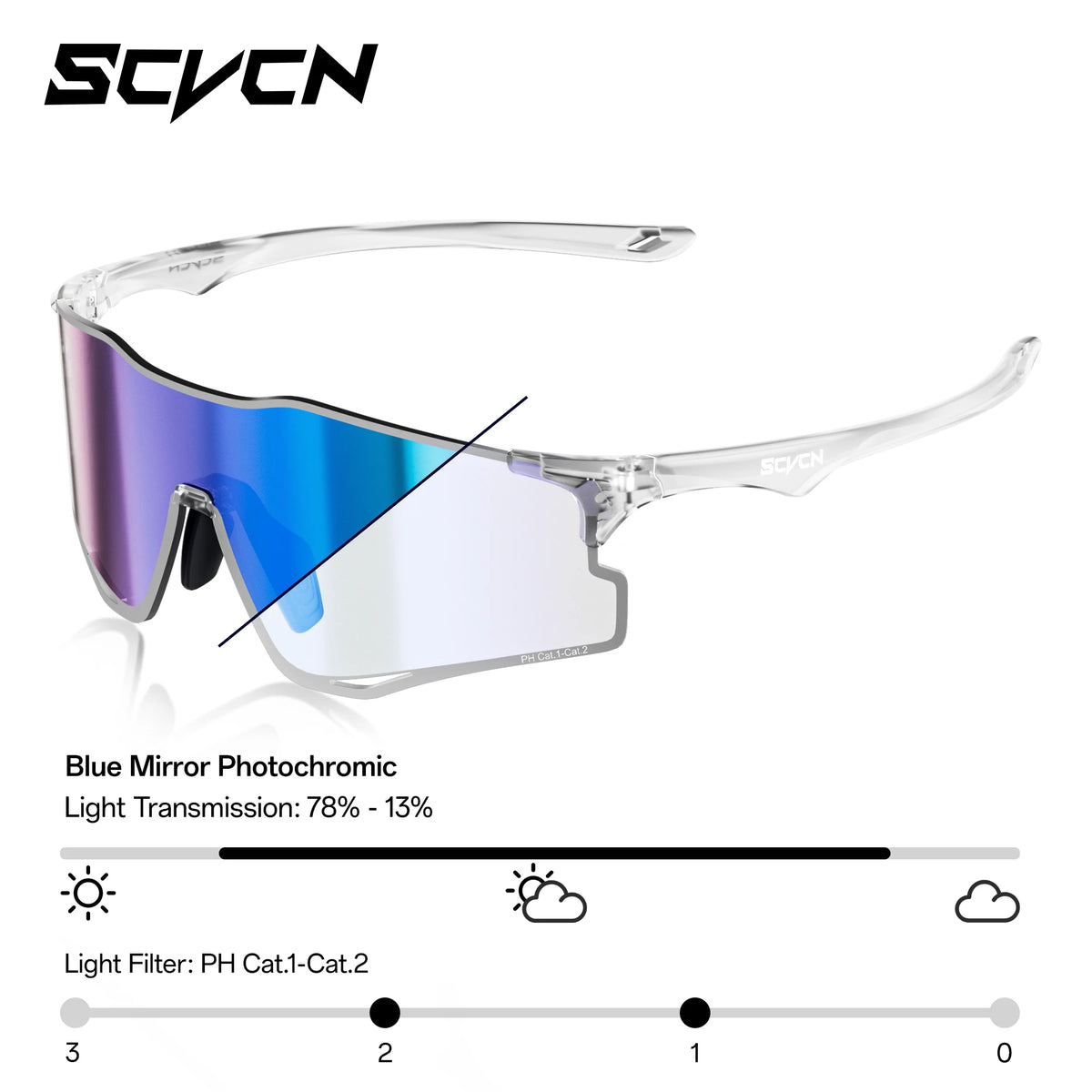 Gafas Fotocromáticas SCVCN UV400 | Running, Ciclismo y Deportes al Aire Libre | Ultralivianas Unisex