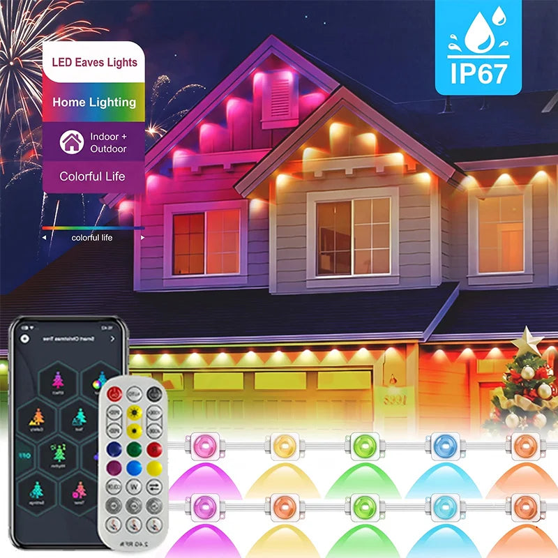 Luces LED Exteriores Permanentes RGBIC | Control App, Sincronía Musical, IP67 | Navidad