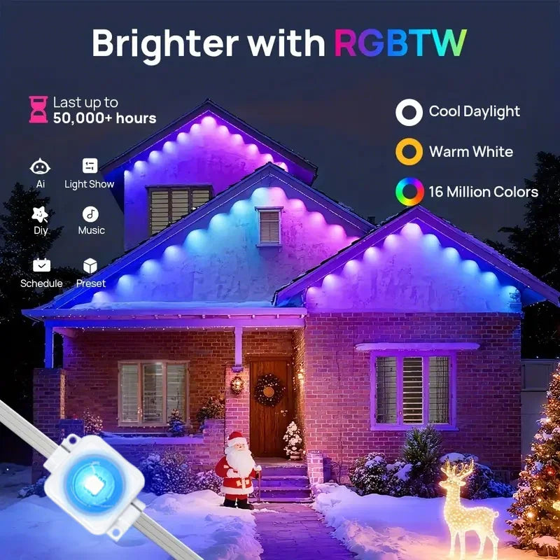 Luces LED Exteriores Permanentes RGBIC | Control App, Sincronía Musical, IP67 | Navidad
