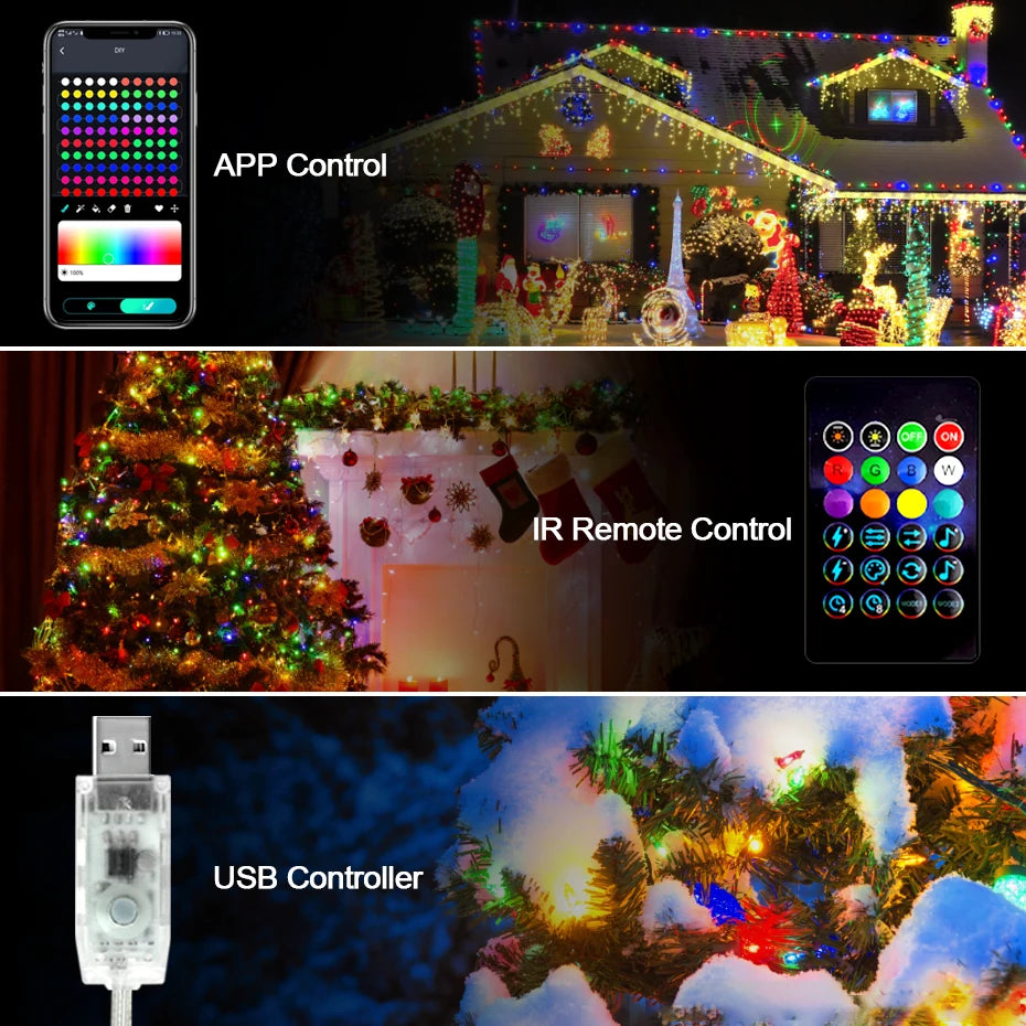 Smart Fairy String Lights RGBIC – Bluetooth App & Remote, IP67 Waterproof 1M-50M