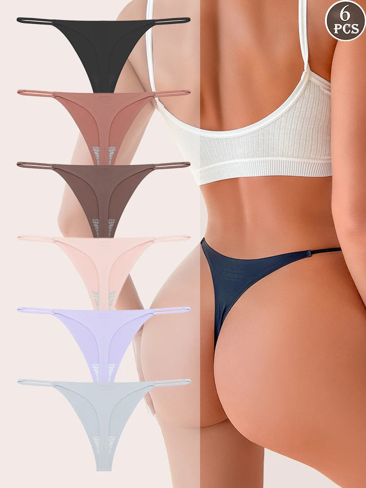 Pack de 6 Tangas sin Costuras de Tiro Bajo Invisibles