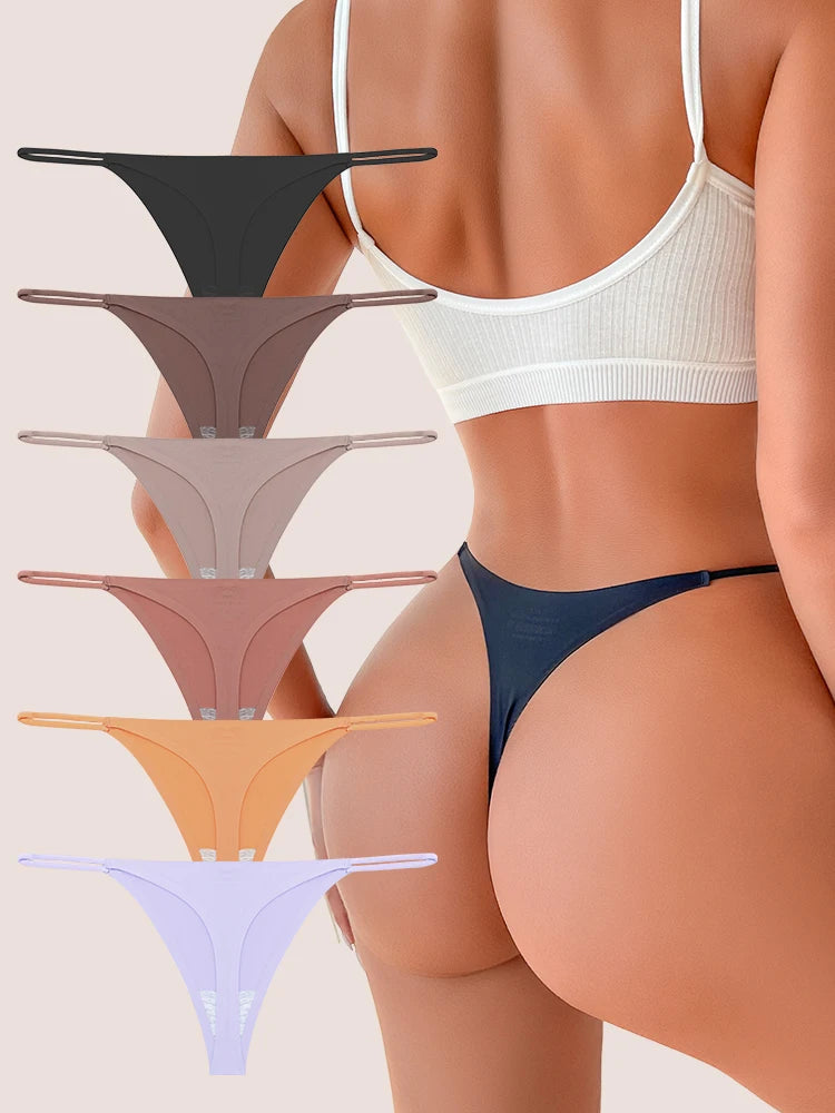 Pack de 6 Tangas sin Costuras de Tiro Bajo Invisibles