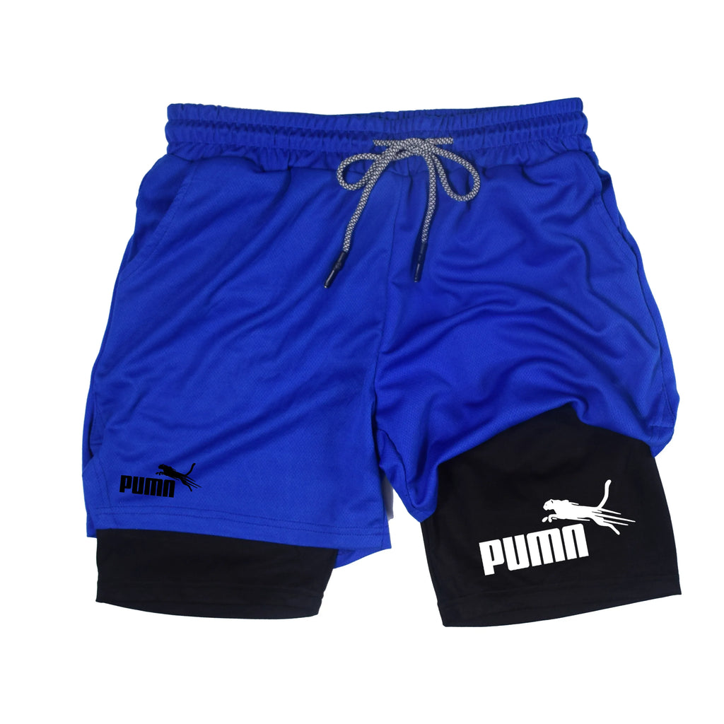 Shorts deportivos para hombre 2 en 1 de doble capa con bolsillos