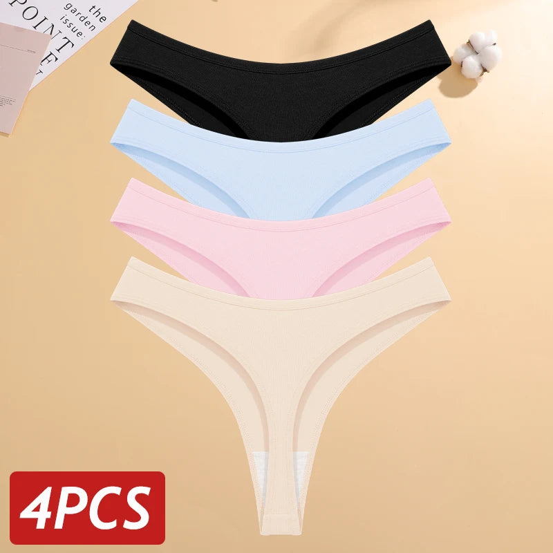 Paquete de 4 tangas estampadas de algodón para mujer