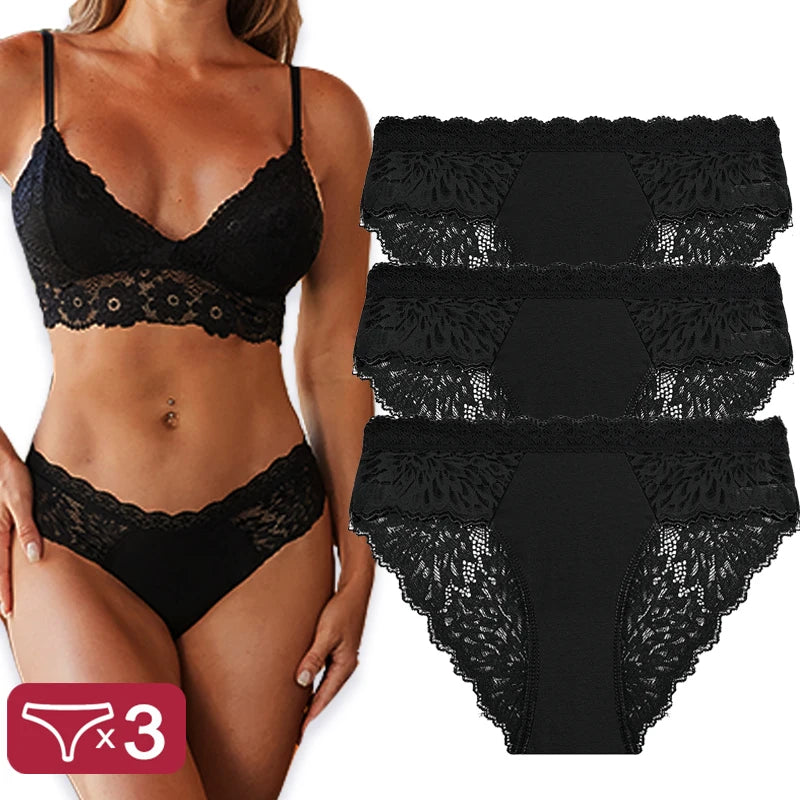Pack de 3 Pantys de Encaje con Espalda Calada