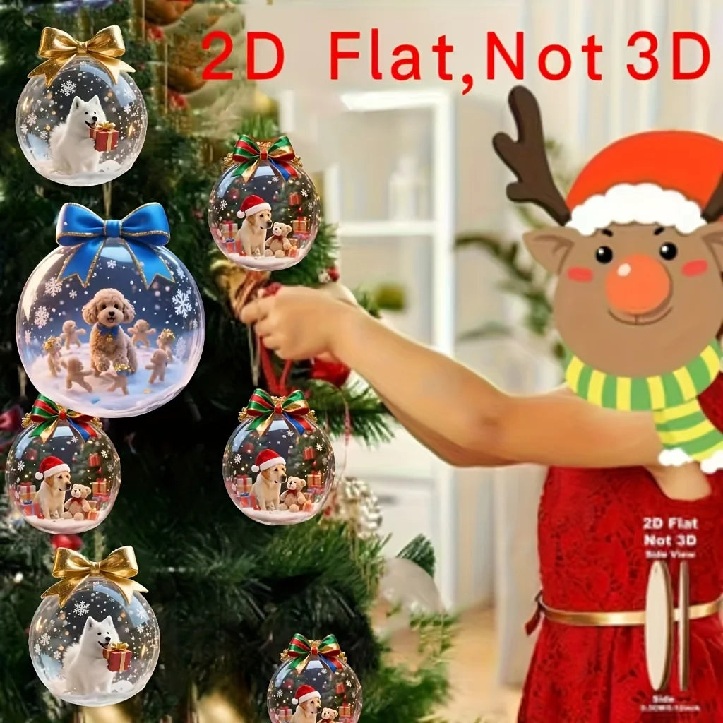 Set de 8 adornos navideños colgantes de madera con perritos