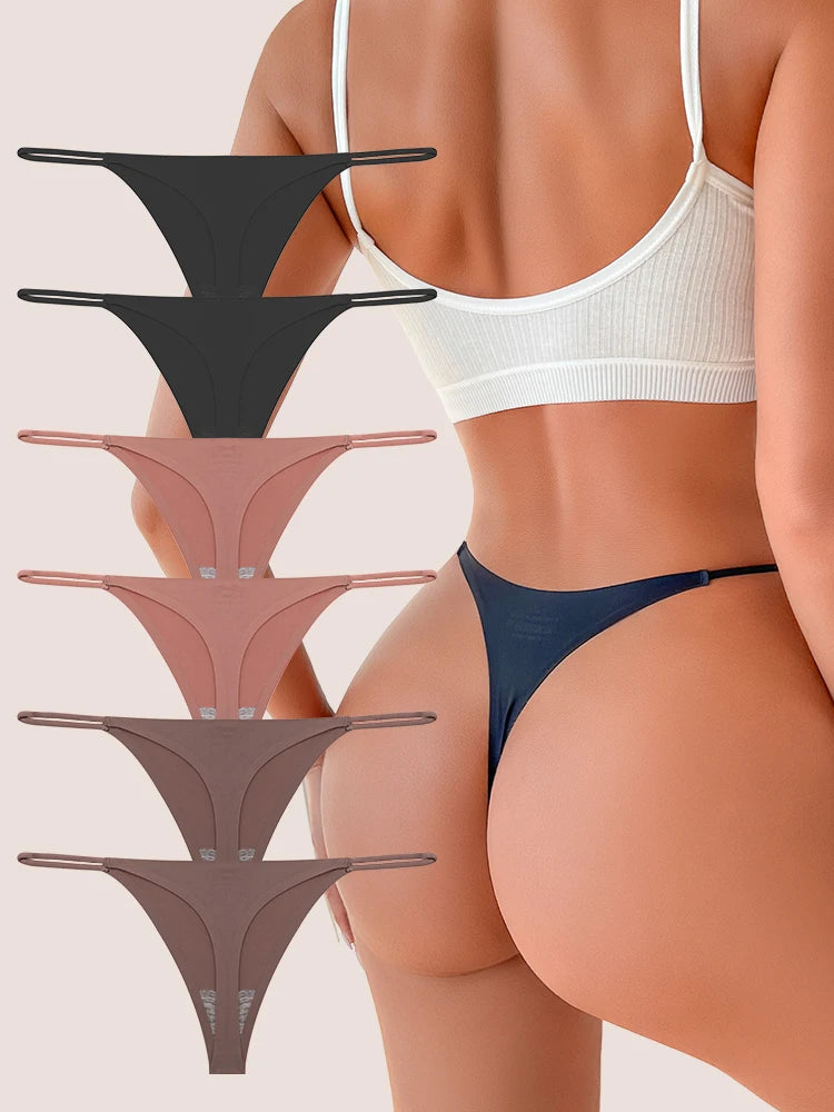 Pack de 6 Tangas sin Costuras de Tiro Bajo Invisibles