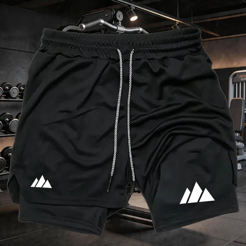 Shorts deportivos para hombre 2 en 1 con doble capa y bolsillos