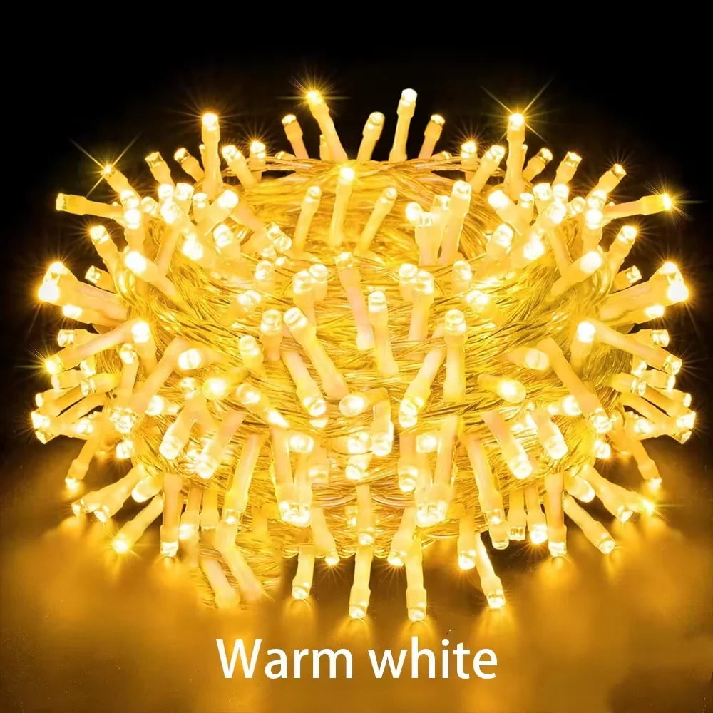 LED Fairy String Lights 8 Modes – Warm White, White, Blue & Colorful, IP44 Waterproof 5M-100M