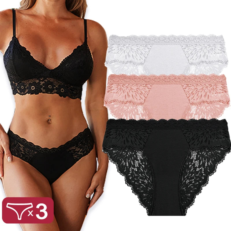 Pack de 3 Pantys de Encaje con Espalda Calada