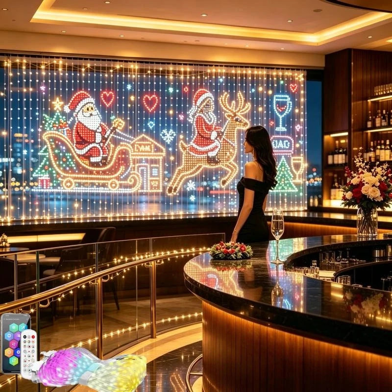 Cortina LED inteligente de 400 luces RGB con aplicación y control remoto