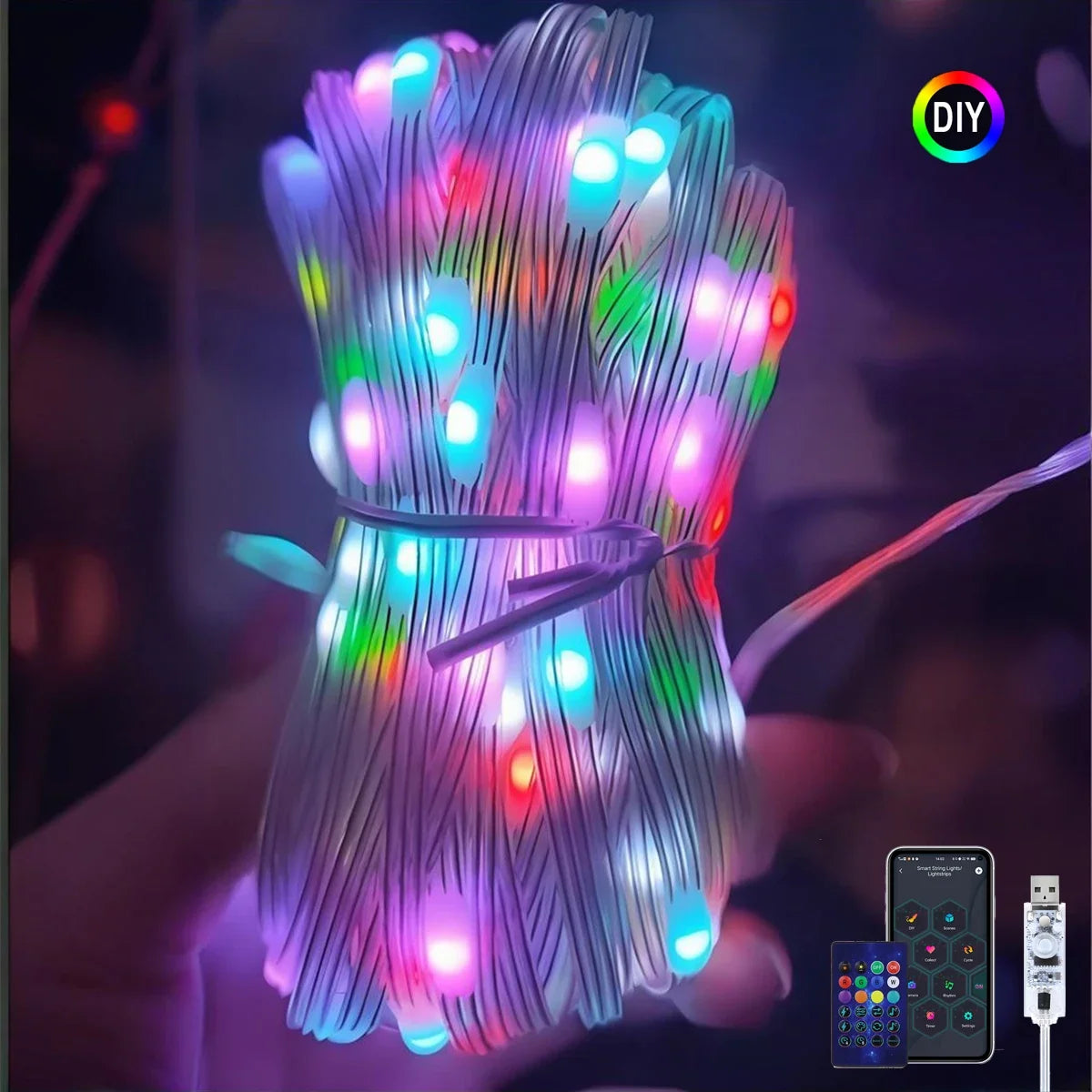 Smart Fairy String Lights RGB RGBIC – Bluetooth App Control, IP65 Waterproof 5M-20M