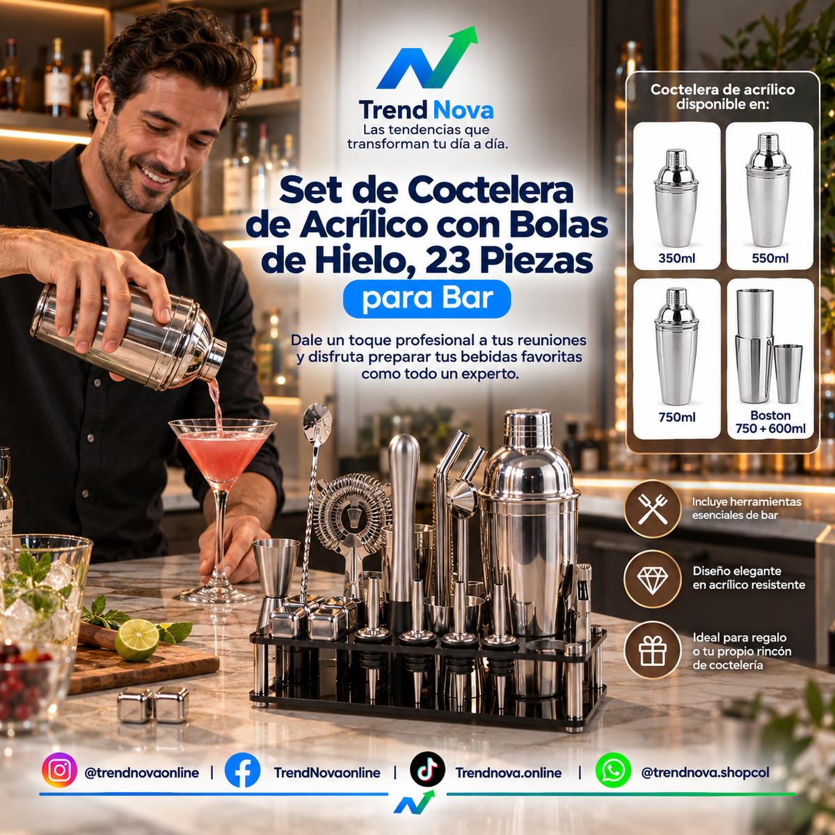 Mezclador giratorio para vino de acero inoxidable | 550 y 750 ml