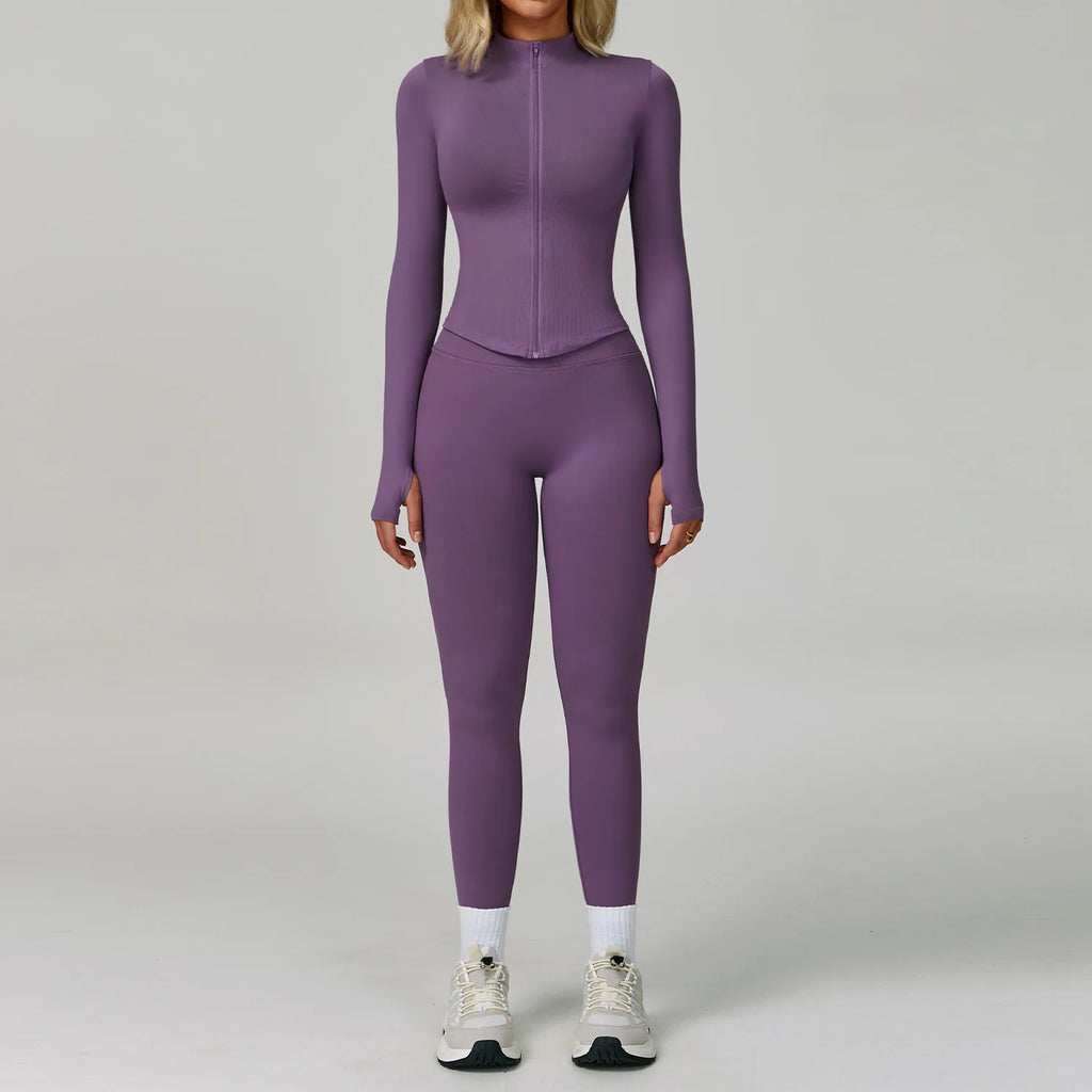 Conjunto deportivo sin costuras para mujer de 2 o 3 piezas
