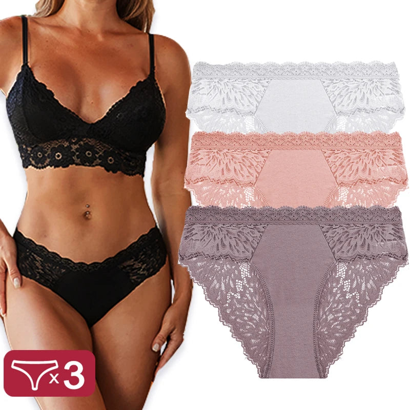 Pack de 3 Pantys de Encaje con Espalda Calada