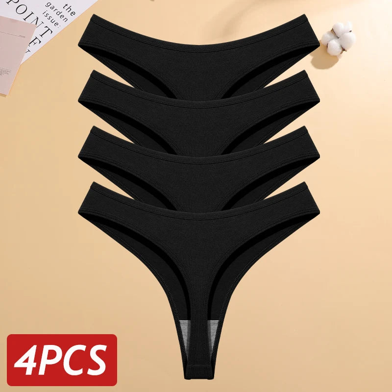 Paquete de 4 tangas estampadas de algodón para mujer