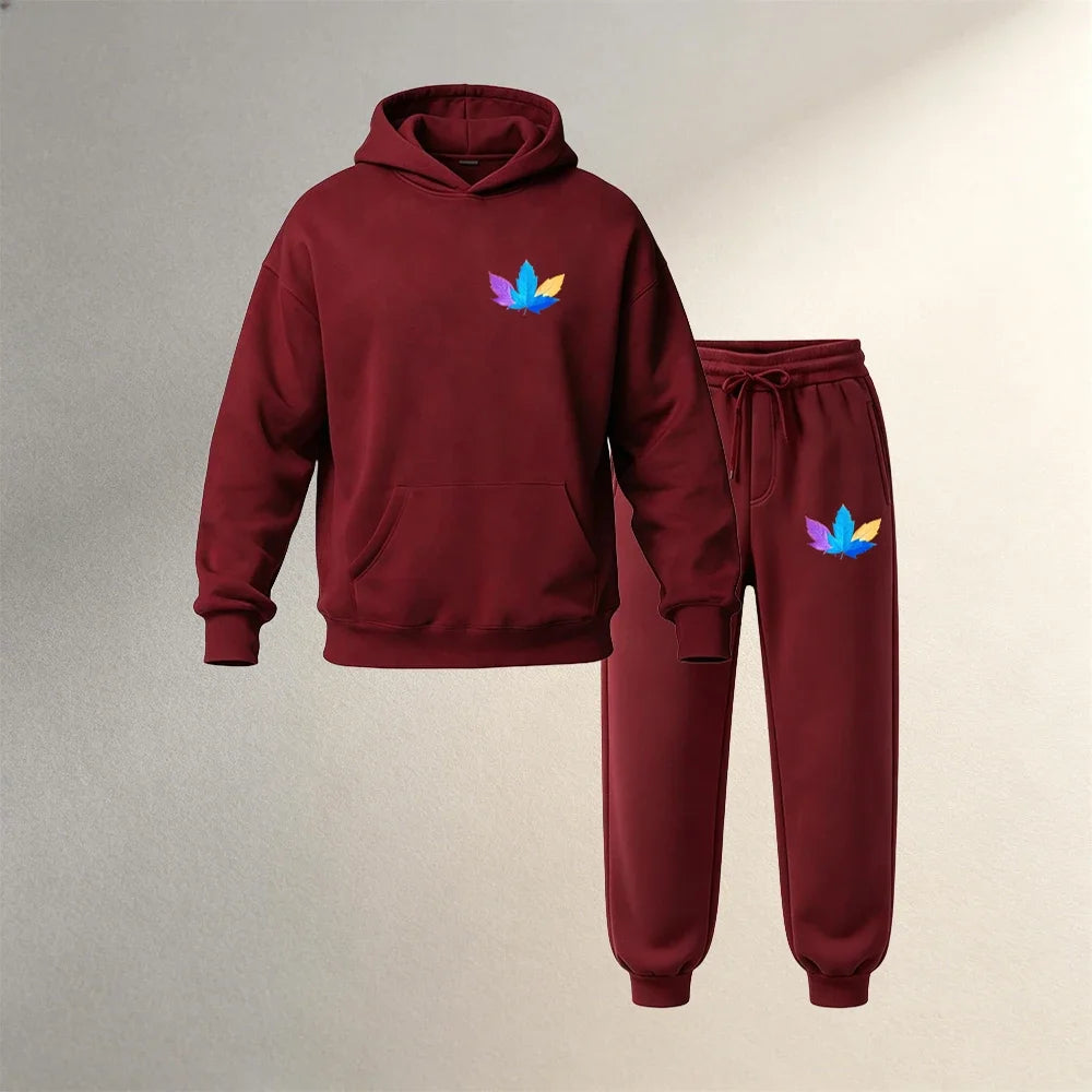 Conjunto casual deportivo para hombre de 2 piezas afelpadas