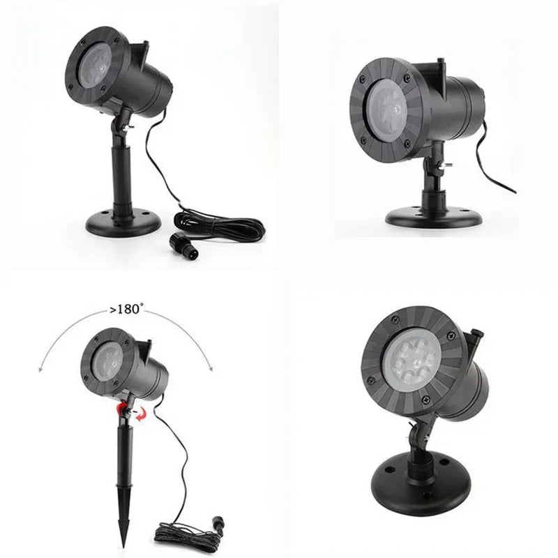 Proyector LED 12 Patrones Navideños – IP65 Waterproof, Copos de Nieve y Figuras Festivas
