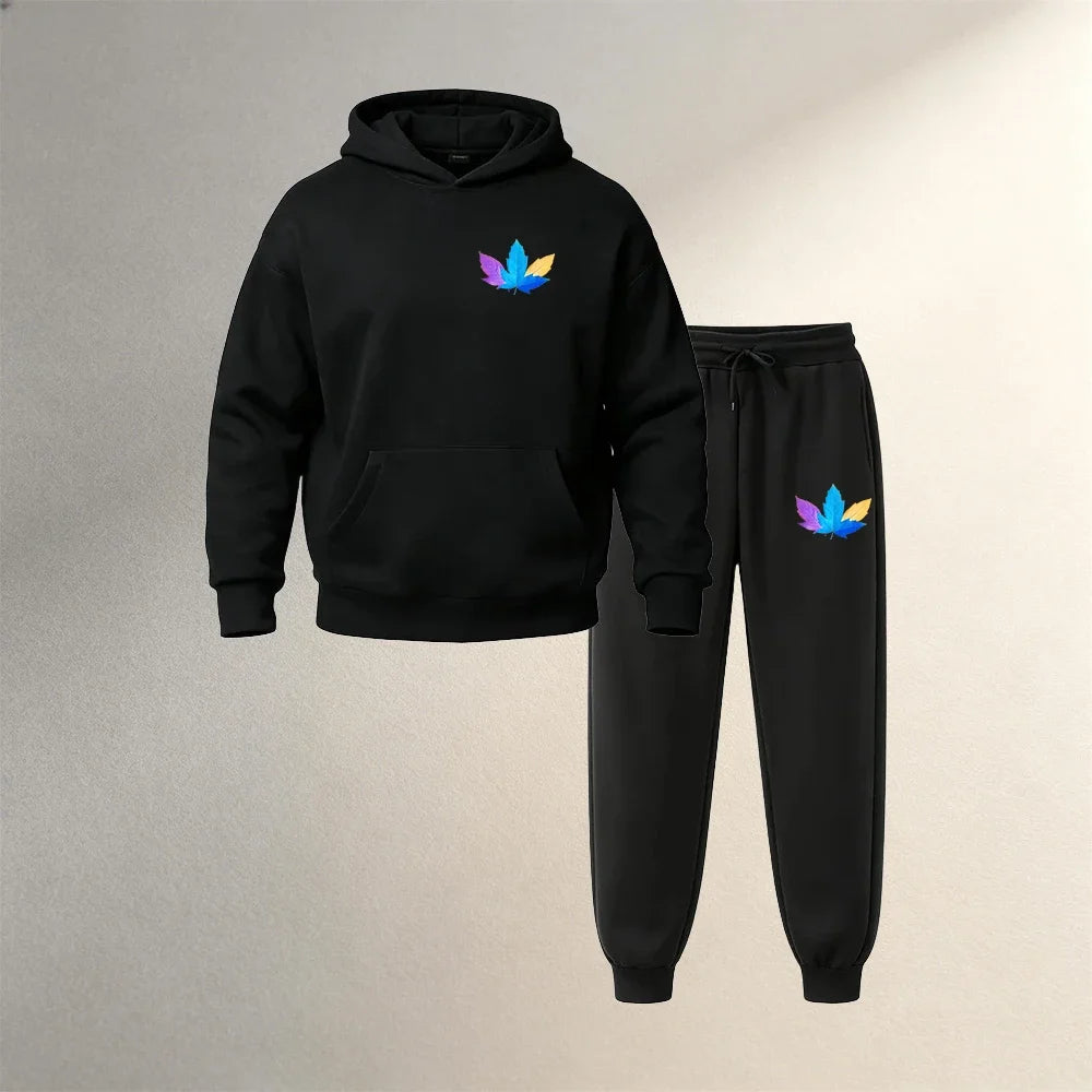 Conjunto casual deportivo para hombre de 2 piezas afelpadas