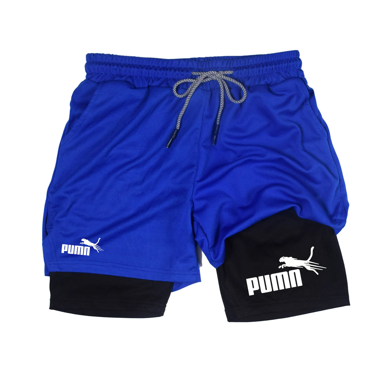 Shorts deportivos para hombre 2 en 1 de doble capa con bolsillos