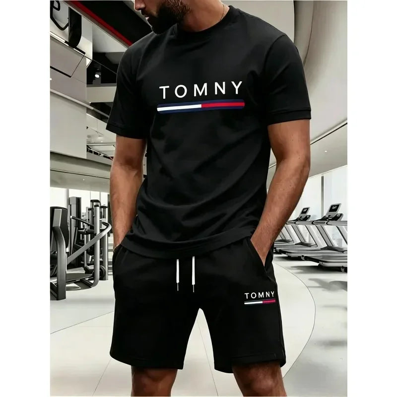 Conjunto Deportivo para Hombre con Camiseta de Manga Corta y Pantaloneta