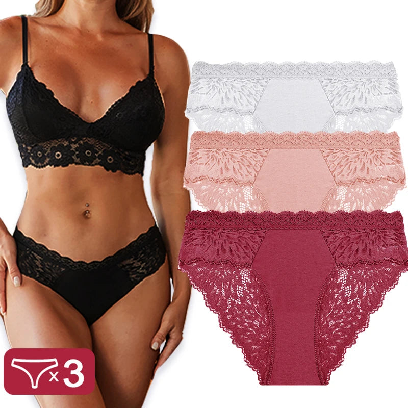Pack de 3 Pantys de Encaje con Espalda Calada