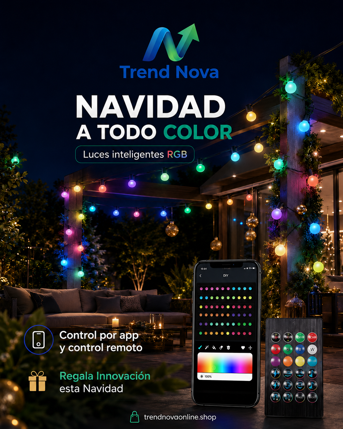 Smart Globe String Lights RGB – App & Remote Control, IP65 Waterproof