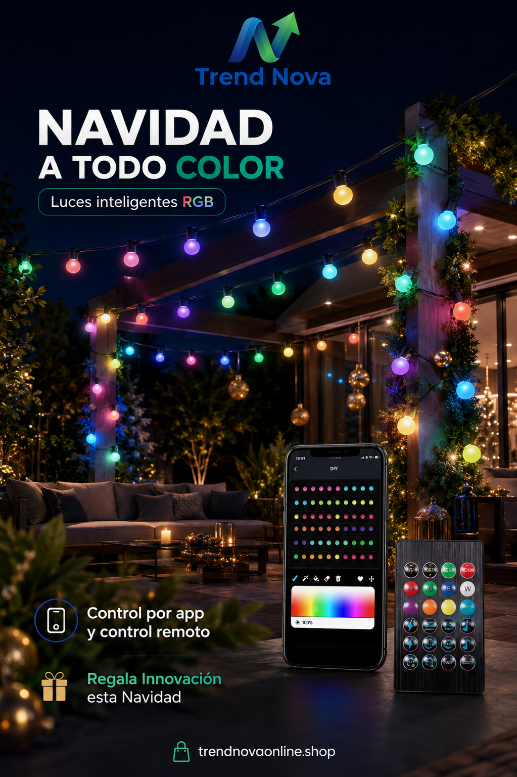 Smart Globe String Lights RGB – App & Remote Control, IP65 Waterproof