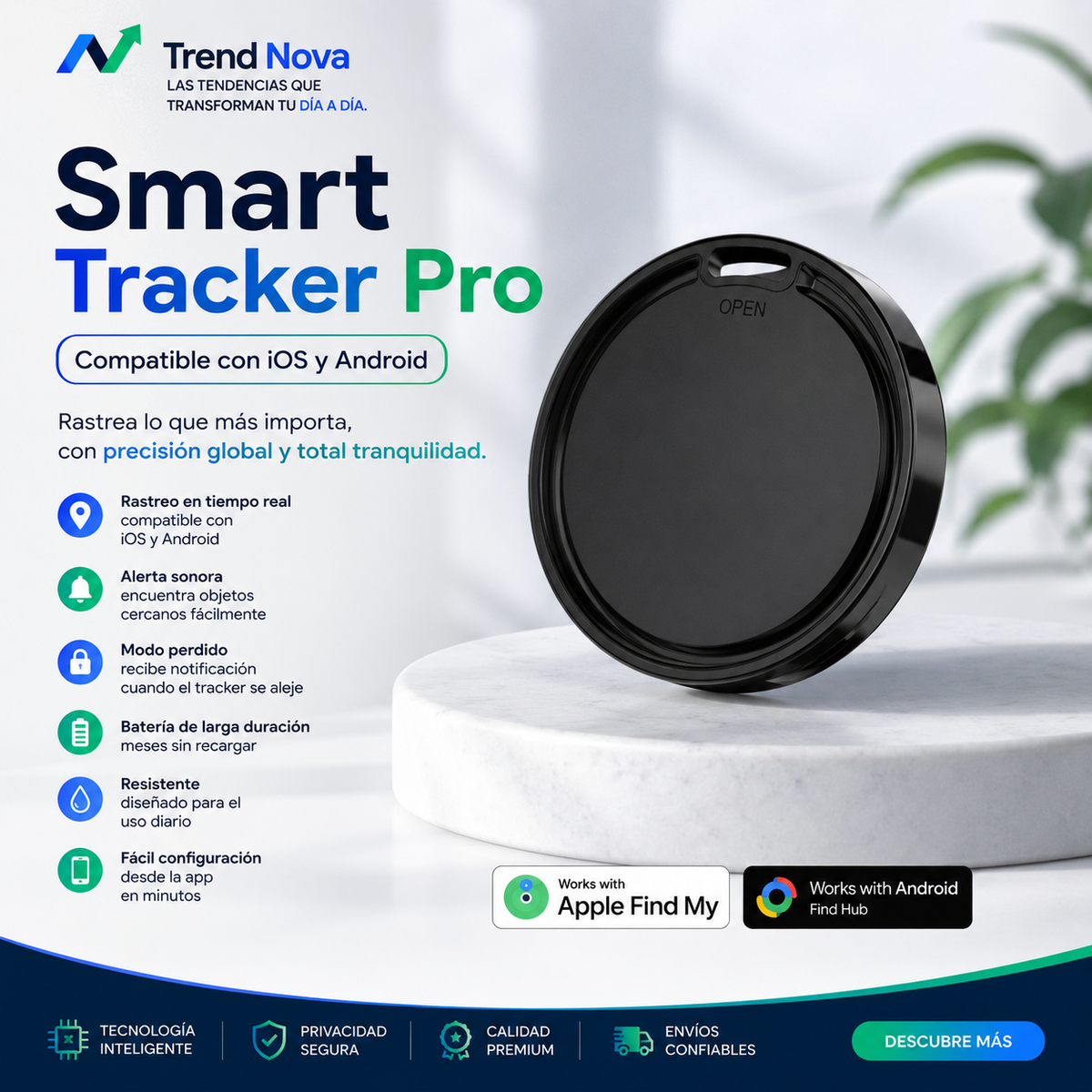 Smart Tracker Pro — Localizador Bluetooth Compatible con iOS y Android