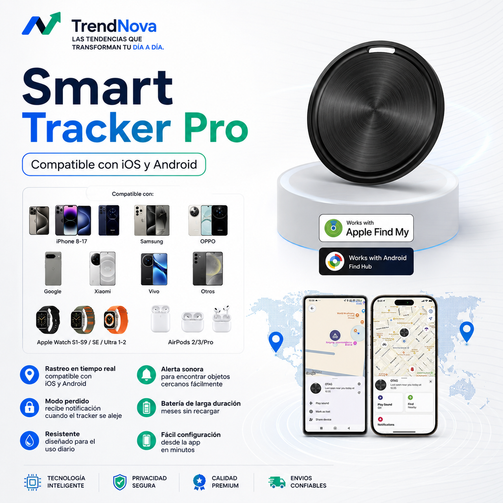 Smart Tracker Pro — Localizador Bluetooth Compatible con iOS y Android