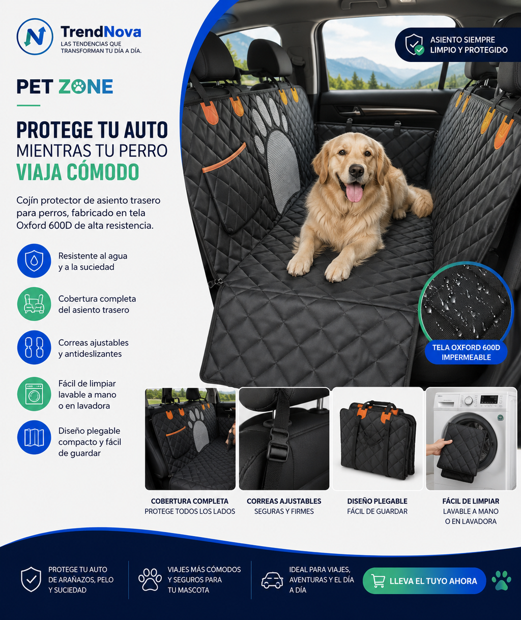 Dog Car Seat Cover – Waterproof & Anti-Dirt Oxford 600D
