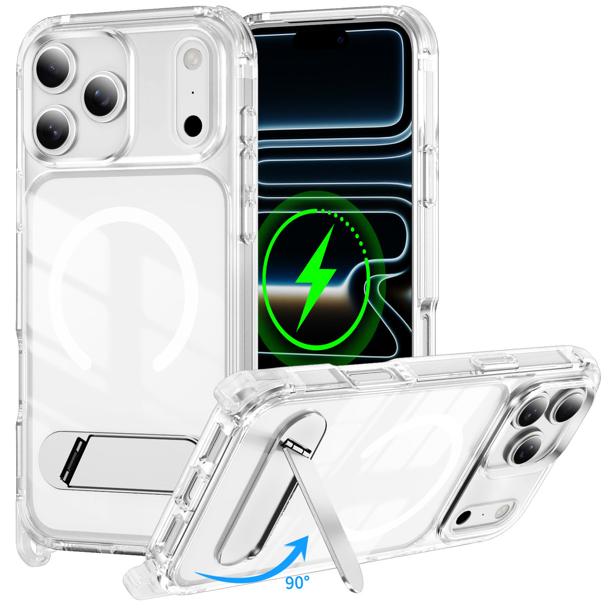 Funda Transparente para iPhone con Soporte de Succión y Protección Antigolpes