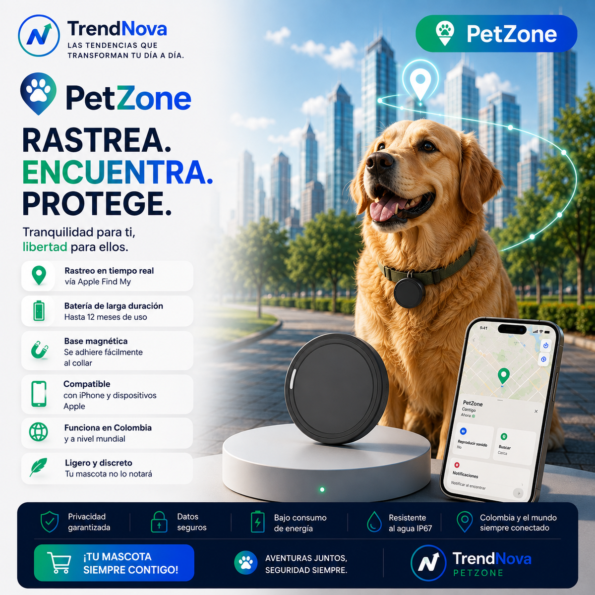 Mini GPS Tracker Anti-Lost para Mascotas | Compatible con Find My