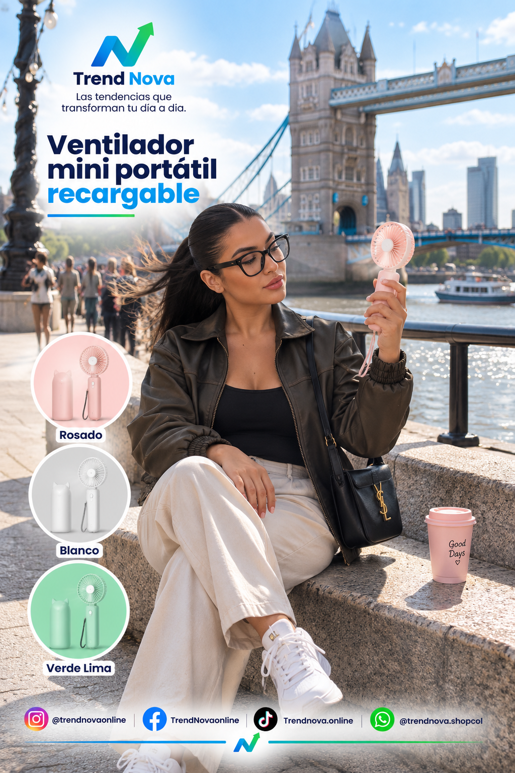 Ventilador Mini Portátil Recargable por USB, Plegable y de 3 Velocidades