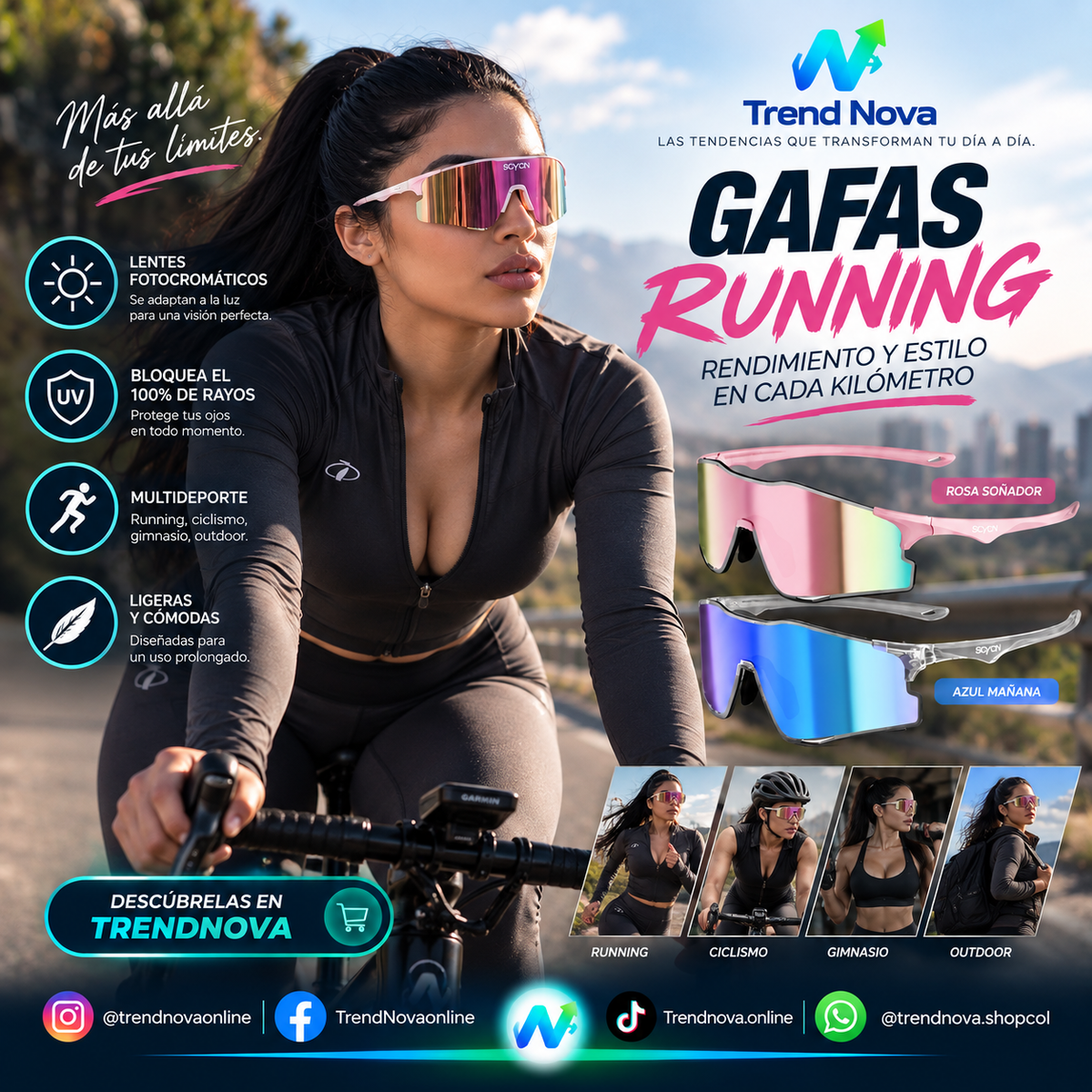 Gafas Fotocromáticas SCVCN UV400 | Running, Ciclismo y Deportes al Aire Libre | Ultralivianas Unisex