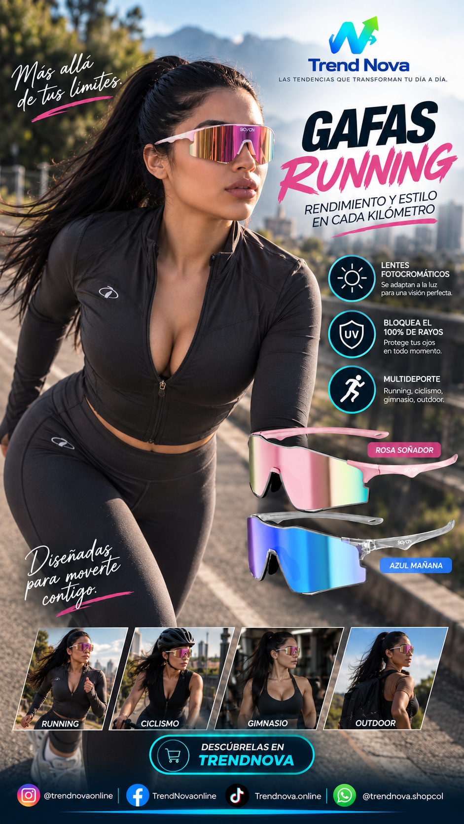 Gafas Fotocromáticas SCVCN UV400 | Running, Ciclismo y Deportes al Aire Libre | Ultralivianas Unisex