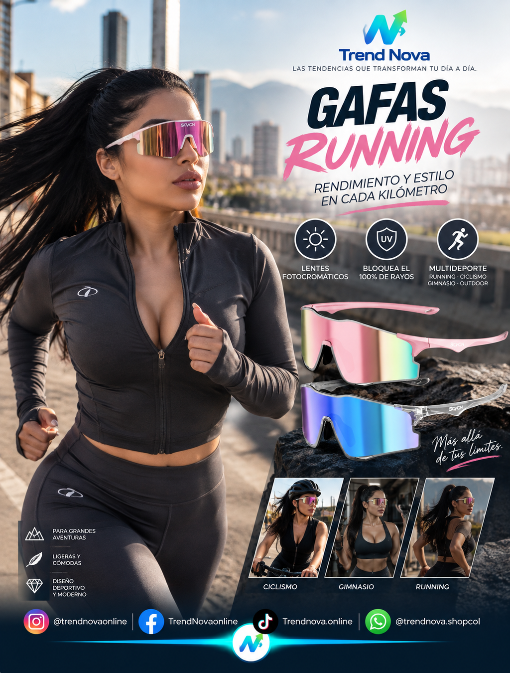 Gafas Fotocromáticas SCVCN UV400 | Running, Ciclismo y Deportes al Aire Libre | Ultralivianas Unisex