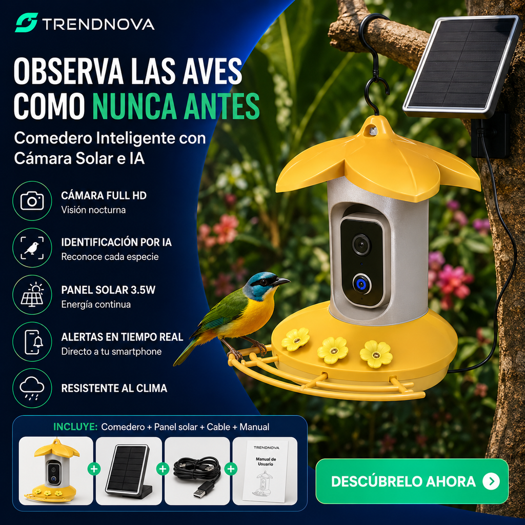 Comedero Inteligente para Aves con Cámara Solar e IA